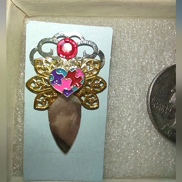 Lot of 2: Autism Puzzle Theme ❤️ Angel Tac Pins - Picture 10 of 15